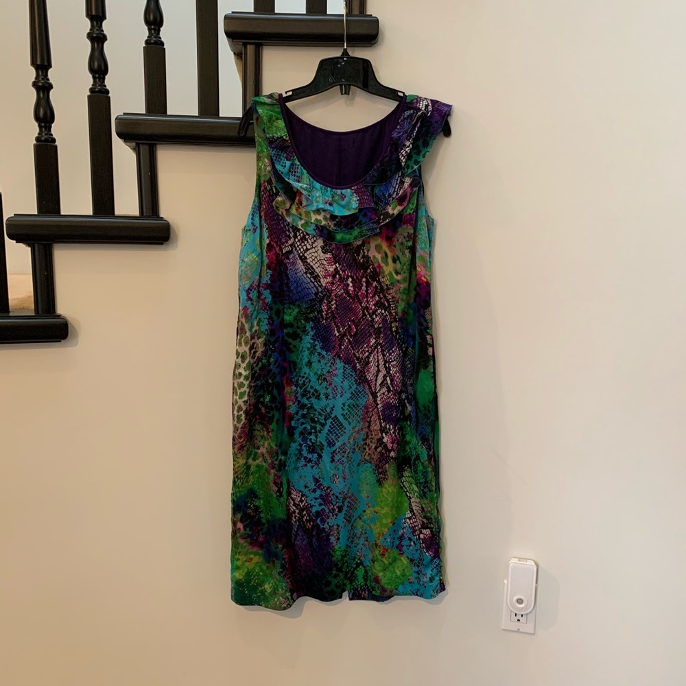 100% silk multi-print dress